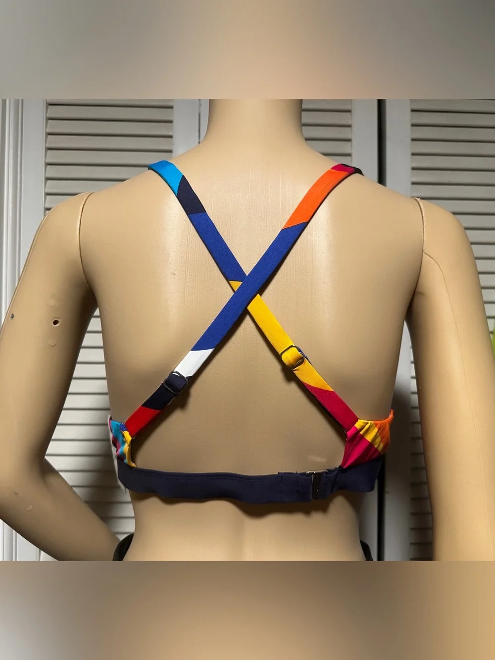 NWT Nautica Rainbow Stripe Sails High-Neck Bikini Swim Top Large L
